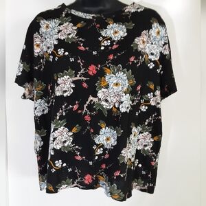 Zara Black Floral Short Sleeve Top